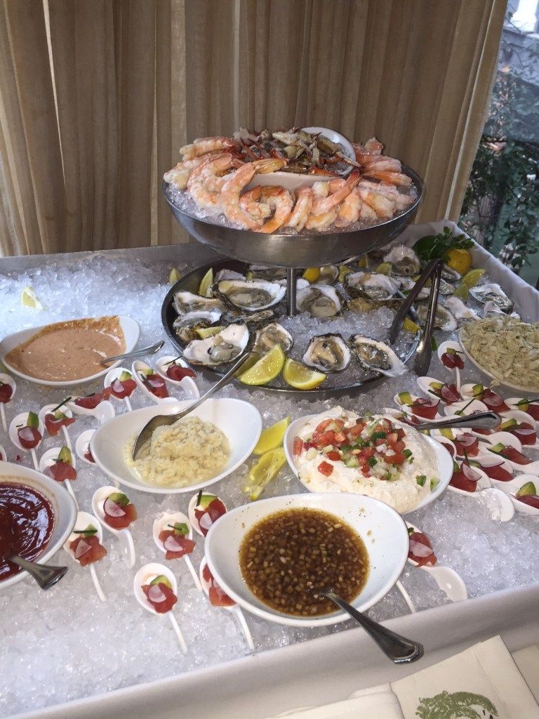 Grand Platter: boiled shrimp, Creole lobster, crab claws, smoked catfish dip, oysters