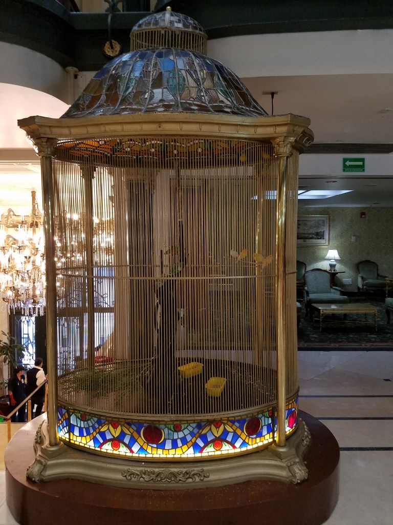 A bird cage in the hotel