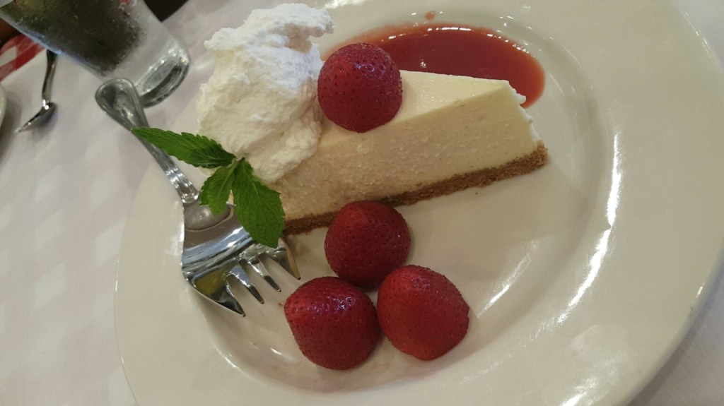 Cheesecake with strawberries and sauce - this is worth breaking any diet for!