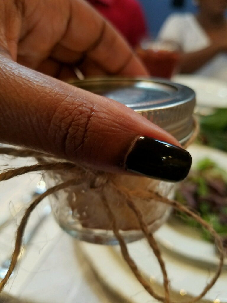 Our bread pudding dessert came in these cute little mason jars.
