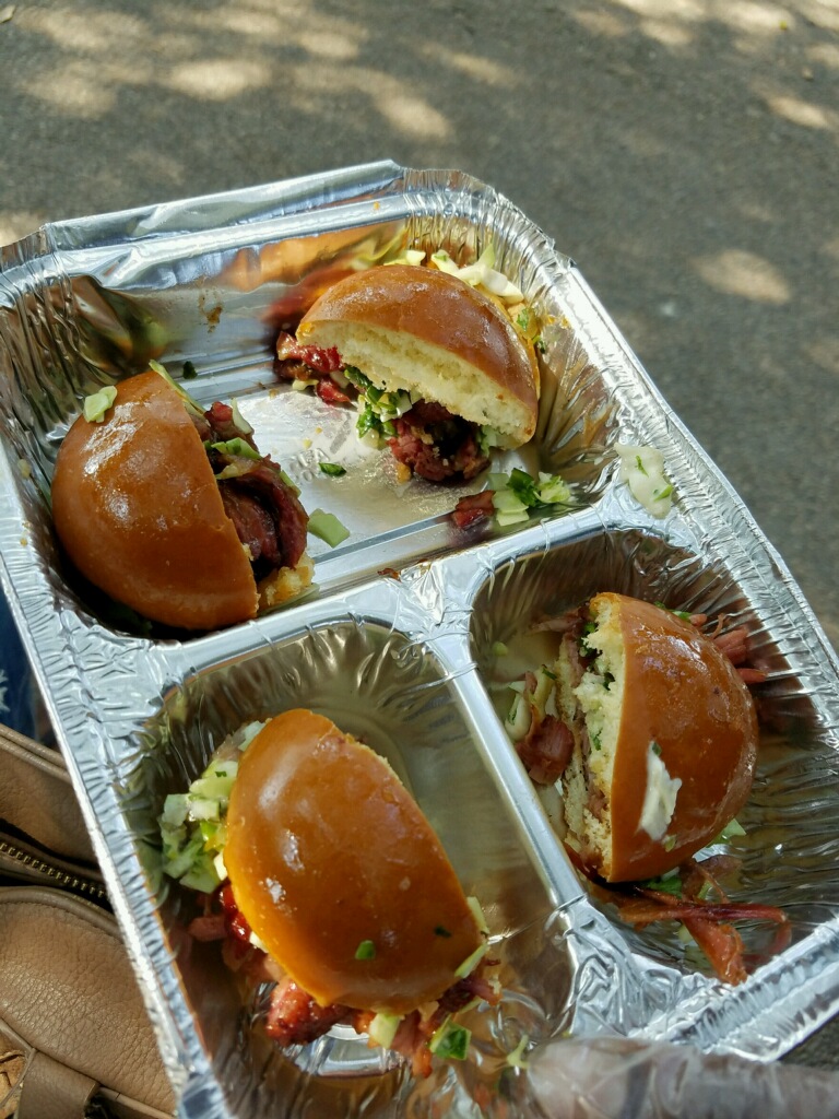 Mini pulled pork sliders from Brunchys Food Truck