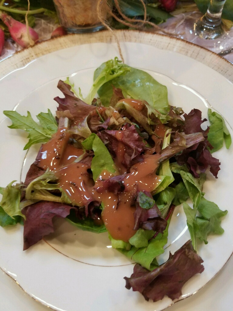 Arugula salad with balsamic cherry reduction